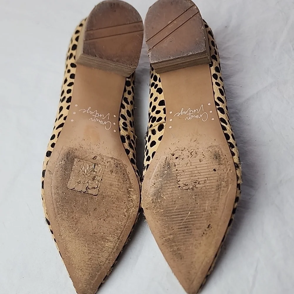 Crown Vintage Juryan Pump Leopard Print Leather Upper 2" Block Heel Size 6 - Picture 7 of 8